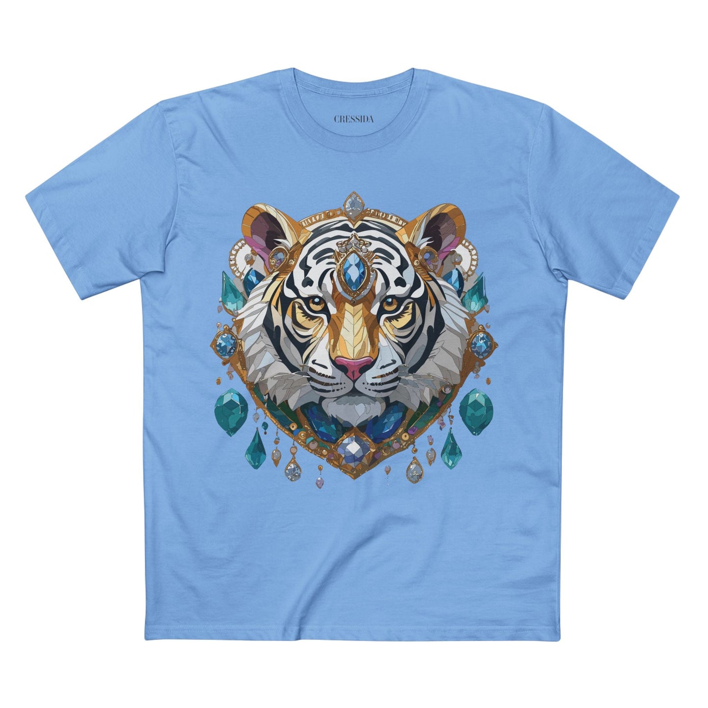Tiger Graphic Unisex 100 Cotton Tee With Unique Animal Golden Medallion Art Design 53