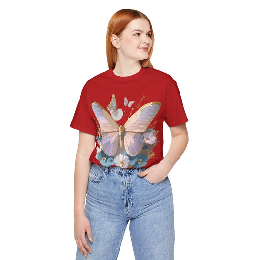 Butterfly Graphic Unisex 100 Cotton Lightweight Vintage Floral Design Jersey Tee 18