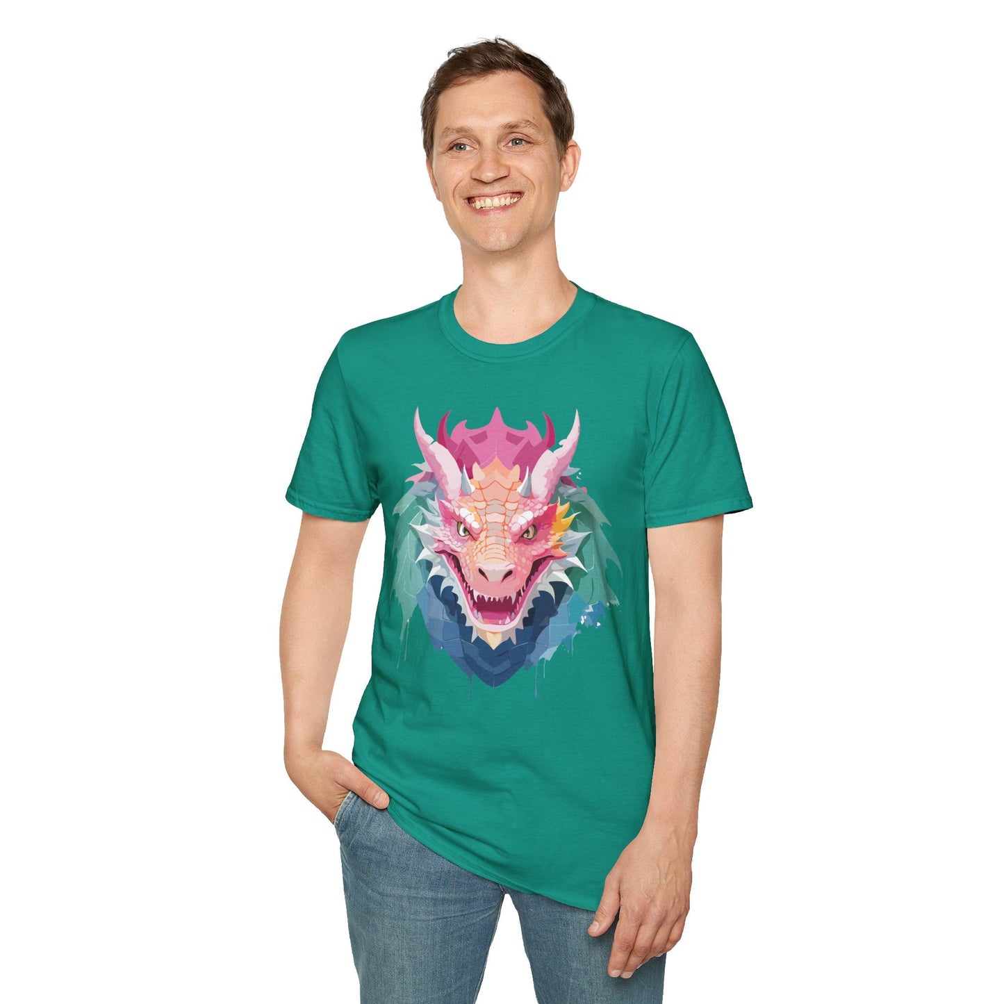 Dragon T Shirt Unisex Softstyle Cotton Tee With Animal Art Design Graphic Print Artwork