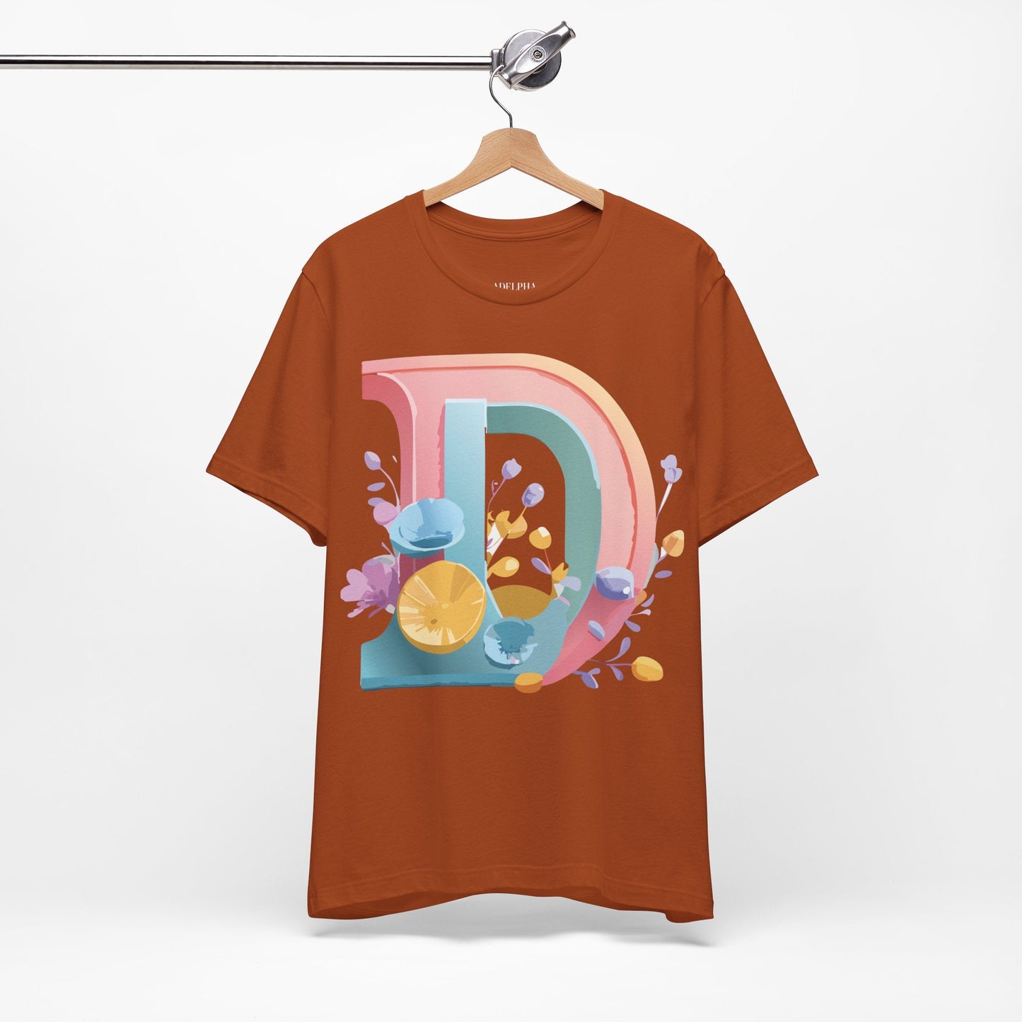Letter D Shirt Unisex Jersey Graphic Tee From Adelpha With Vintage Inspired Artwork Short Sleeve