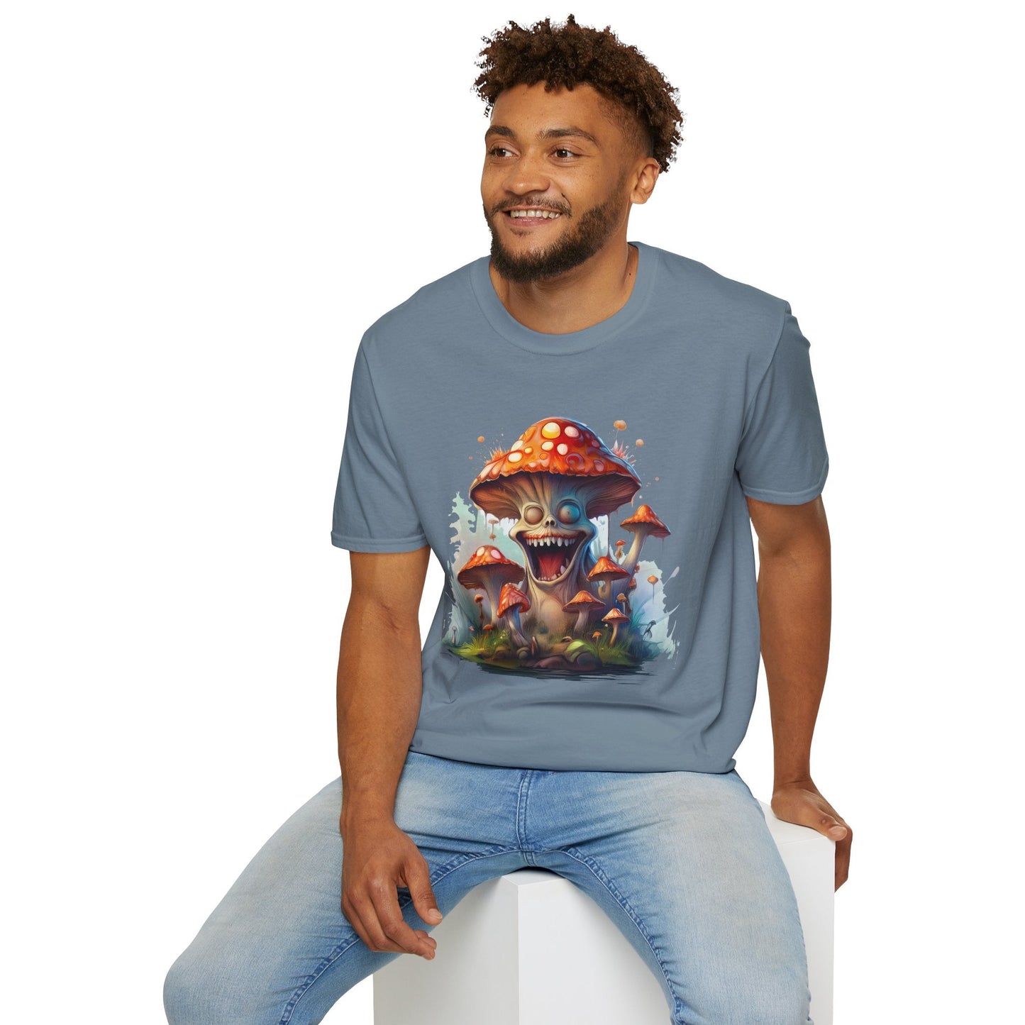 Funny Mashroom Graphic Unisex Softstyle Cotton With Cartoon Illustration Design 7
