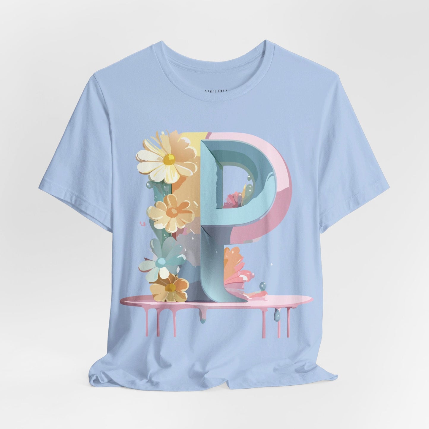 Adelpha Letter P Graphic T Shirt Unisex Vintage Inspired Art Tee for Everyday Style