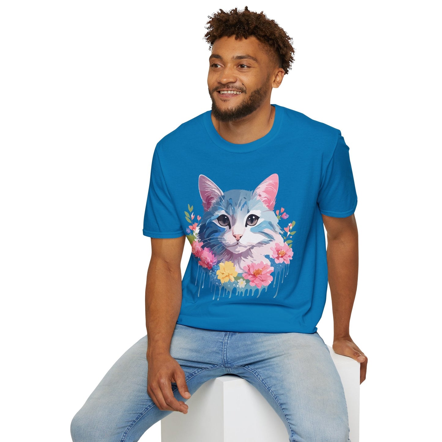 Cat Shirt Unisex Cat Tee Kitten Print Gildan Softstyle 64000