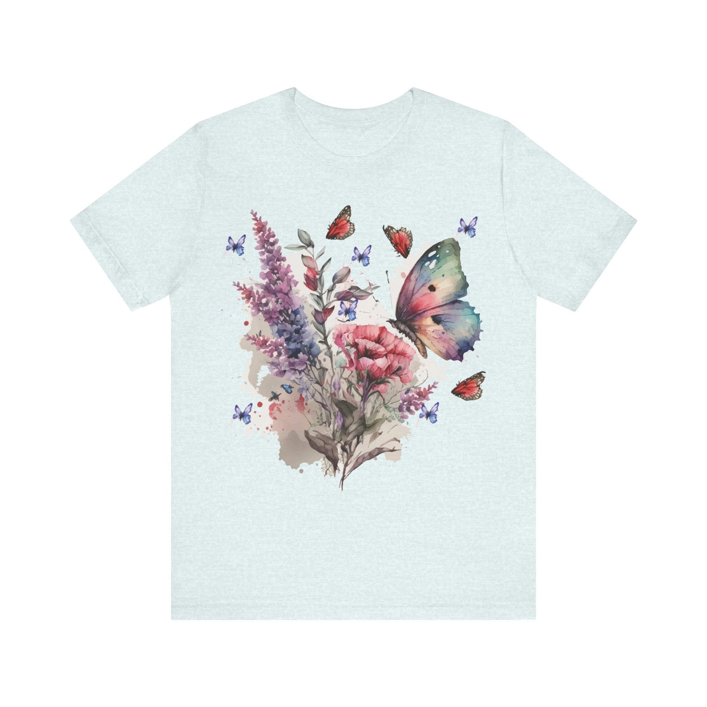 Cotton Tee Shirt with Butterfly Prints