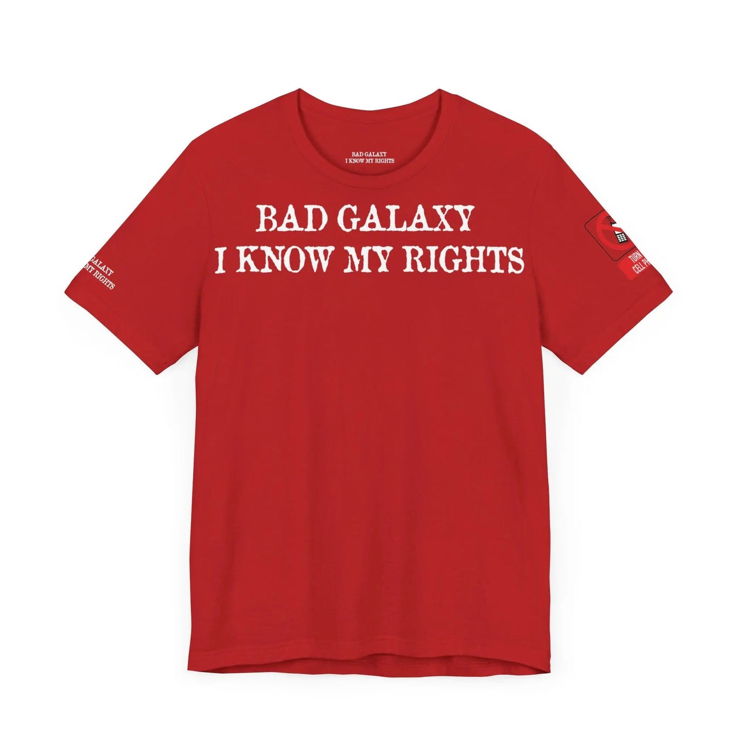 Red Stamp Tee Shirt 100 Percent Cotton From Bad Galaxy Eco Friendly Inks Made To Order In USA