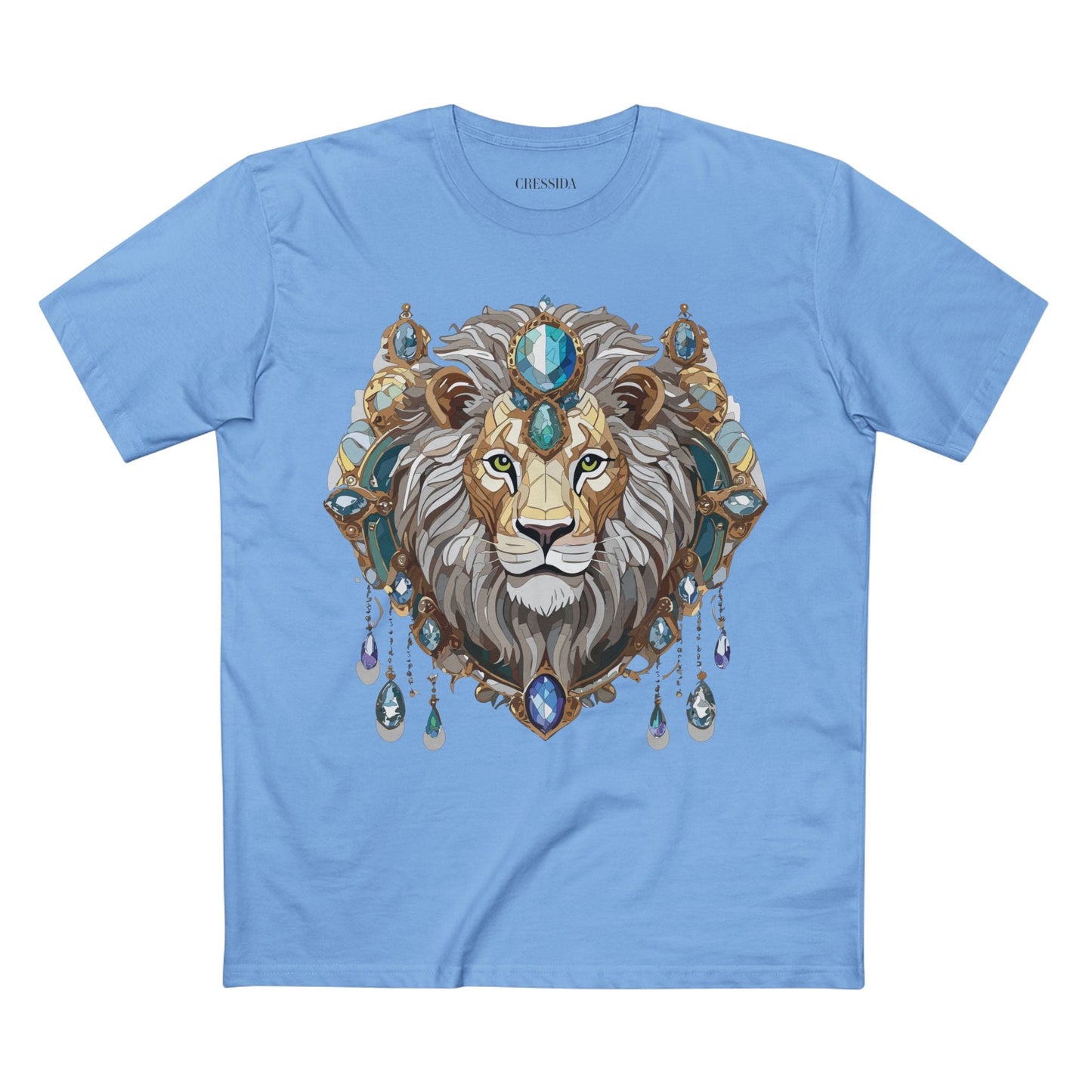 Lion Graphic Unisex 100 Cotton Tee With Unique Animal Golden Medallion Art Design 61
