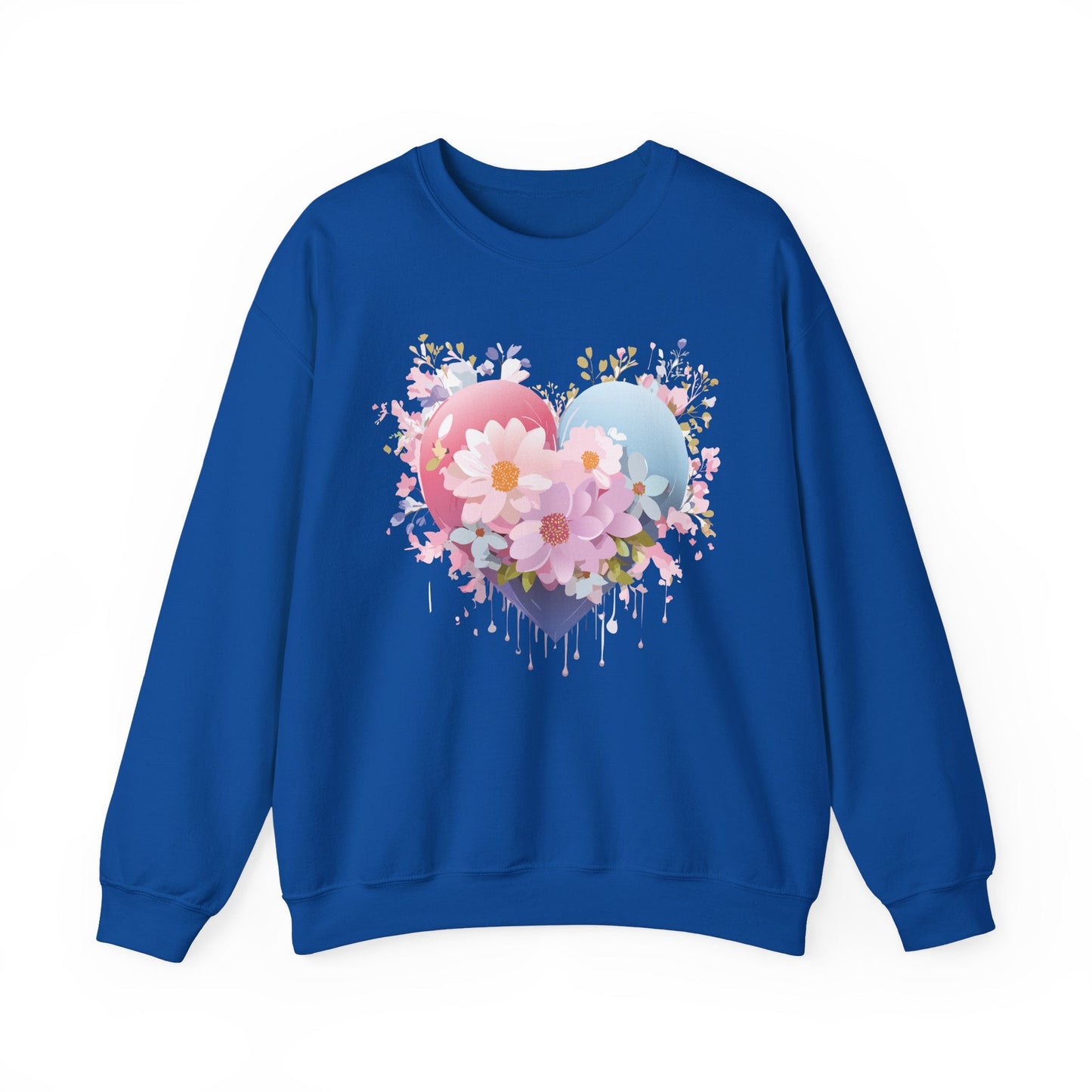 Floral Heart Unisex Crewneck Sweatshirt Gildan 18000 Heavy Blend 50 Cotton 50 Polyester