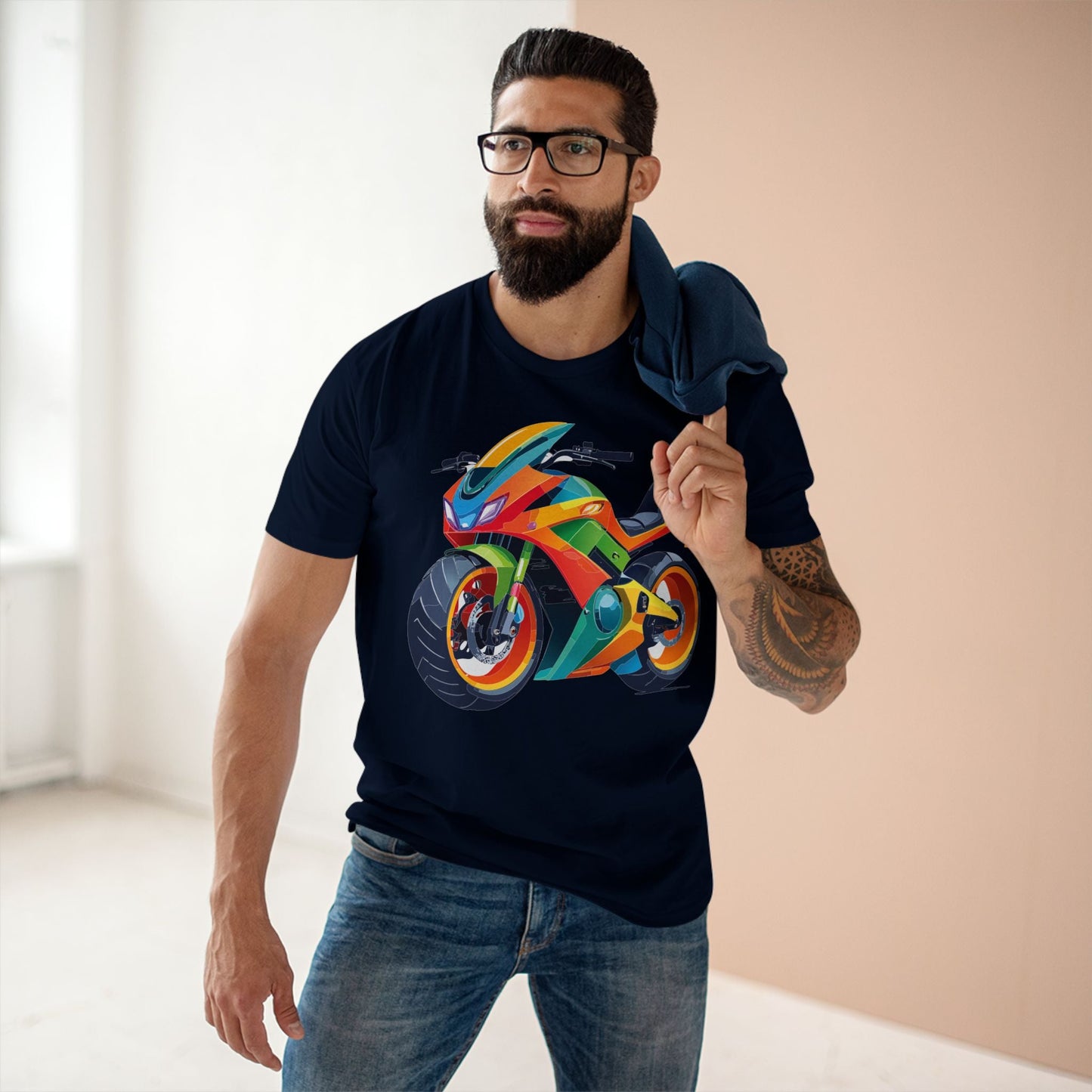 Moto Bike Graphic Unisex 100 Cotton Staple Tee 5