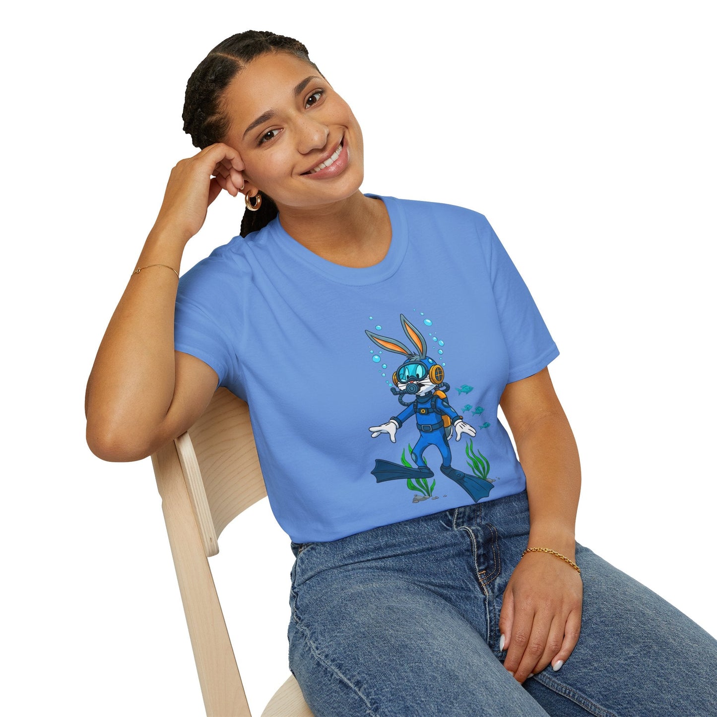 Cartoon Bunny Graphic Unisex Cotton Animal Animation Artwork Design Tee 18