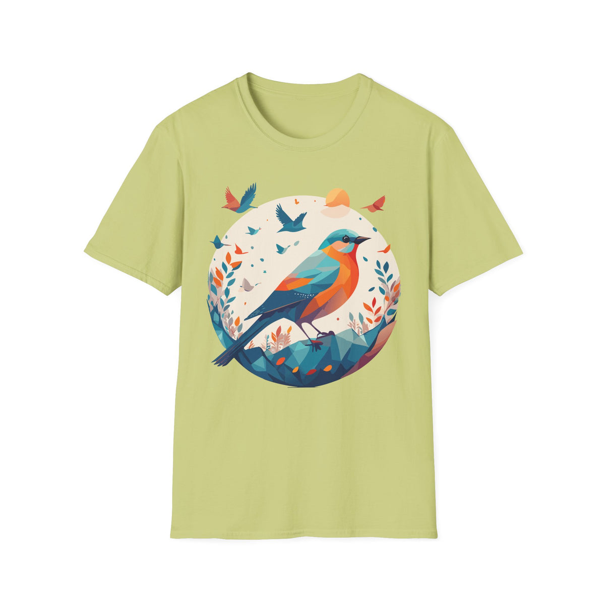 Colorful Geometric Bird T-Shirt | Vibrant Bird Illustration