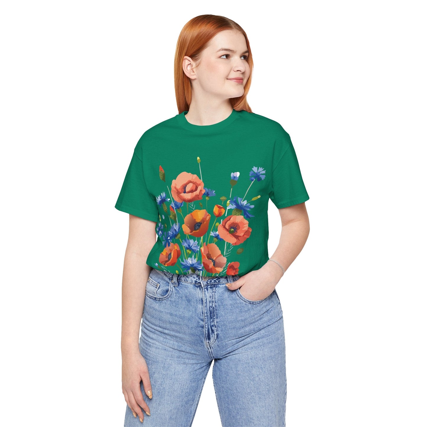 Unisex Floral Shirt Floral Print Tee Lightweight Breathable Fabric Short Sleeve Casual Wear