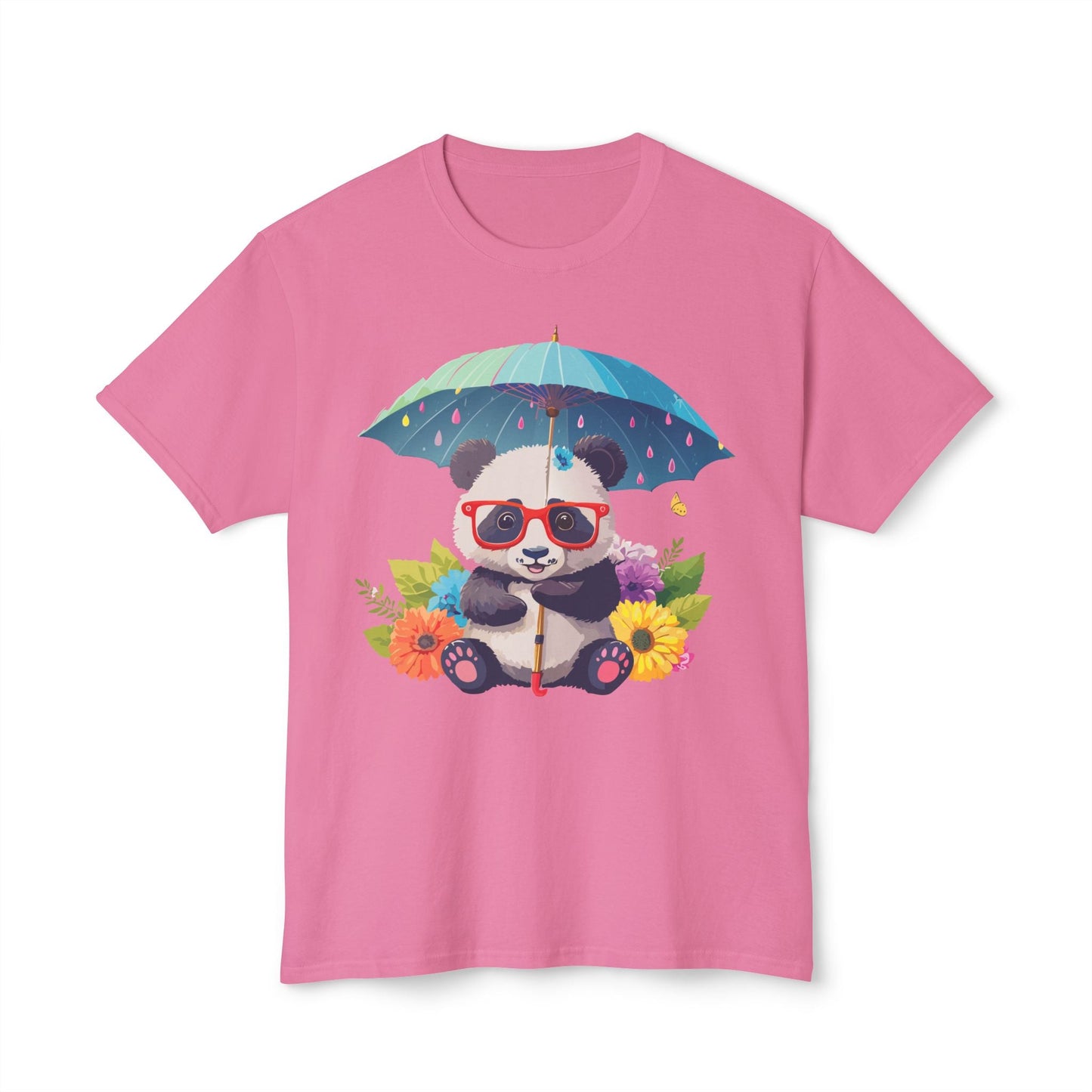 Panda Art T Shirt Unisex HD Cotton Tee With Floral Print Panda Design USA Printed Now