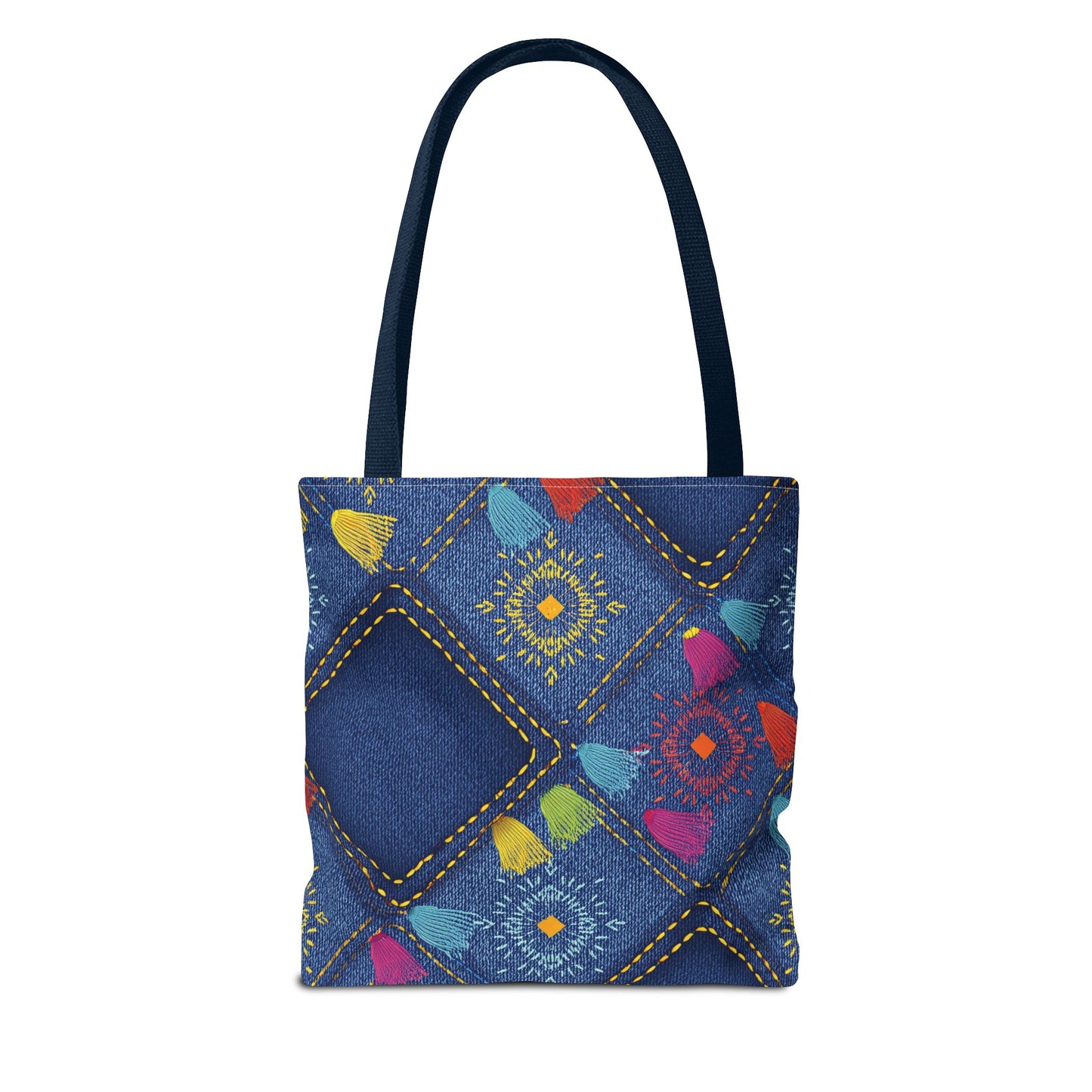Diwali Graphic Denim Fabric Imitation Print Unisex Canvas Bag Poly Spun 3 Sizes Tote Bag 205-27