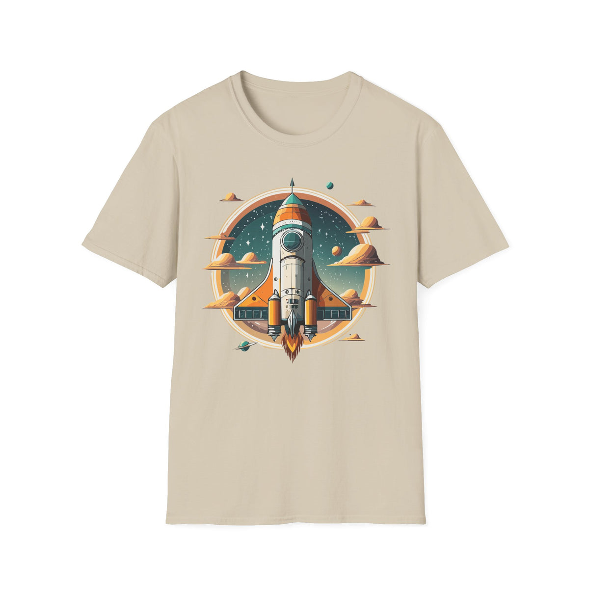 Retro Rocket Launch T-Shirt | Space Shuttle Graphic Design Unisex 100 Cotton Gildan T-Shirt