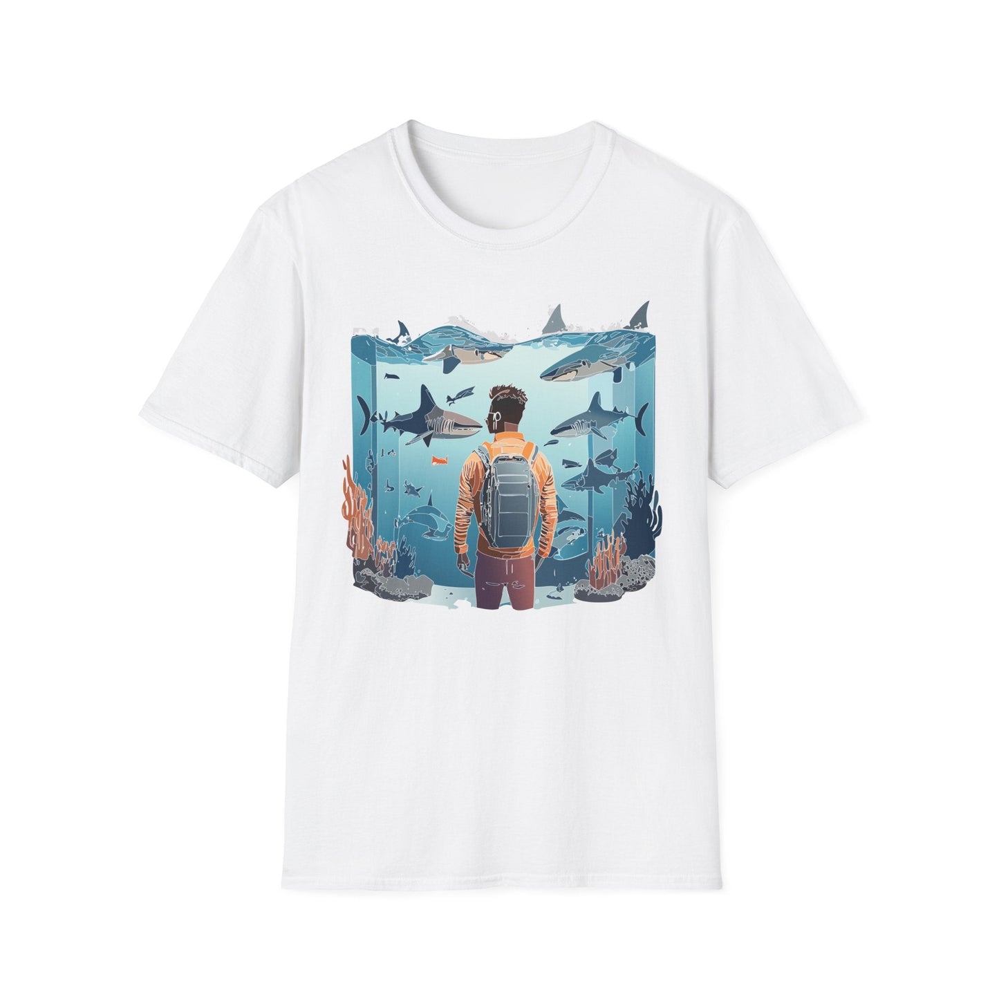 Ocean Themed Unisex Short Sleeve Tee Gildan Softstyle 64000 Ocean Inspired Art Design