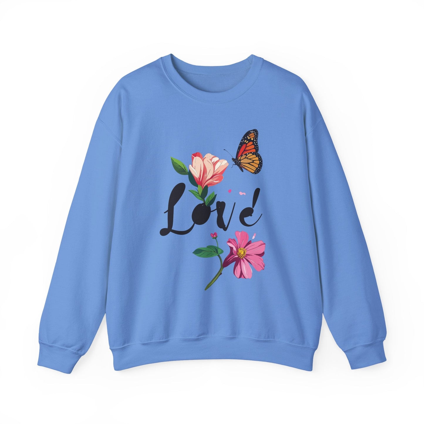Rainbow Heart Floral Sweatshirt For Valentines Day Unisex Heavy Blend Crewneck Warm