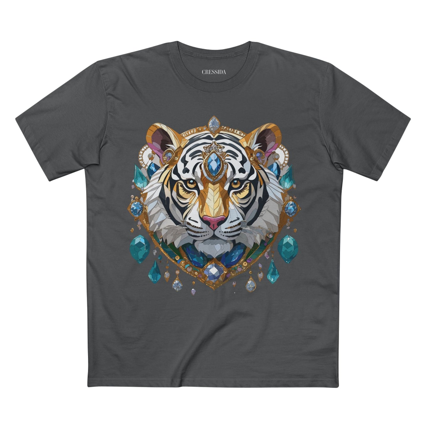 Tiger Graphic Unisex 100 Cotton Tee With Unique Animal Golden Medallion Art Design 53