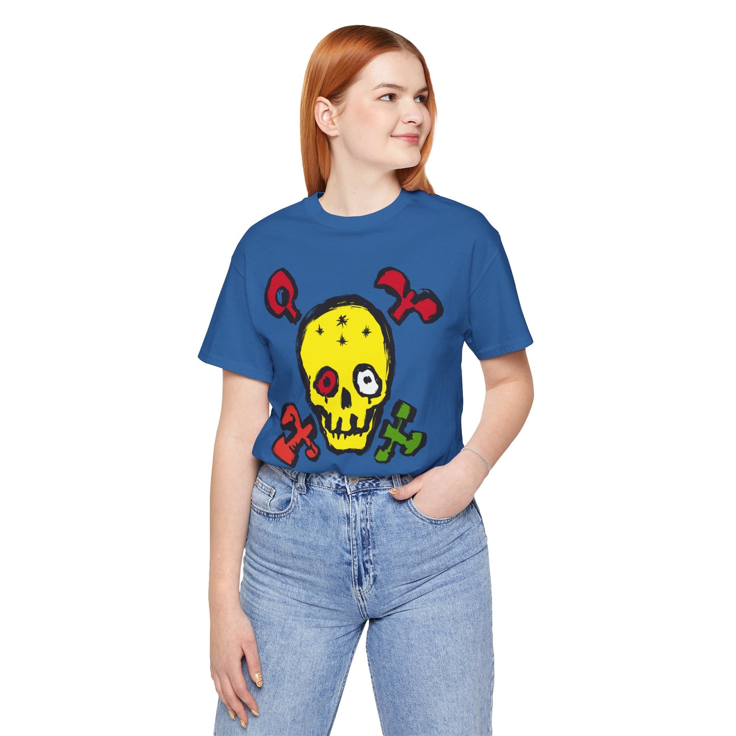 Yellow Skull Graphic Design Tee, Skull Shirt, Vintage Tees, Art Design T-Shirt, Vintage Graphic Tee, Art Shirts with Skulls