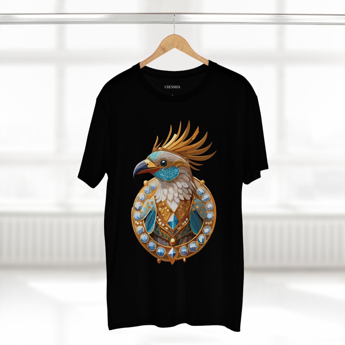 Bird Graphic Unisex 100 Cotton Tee With Unique Animal Golden Medallion Art Design 23