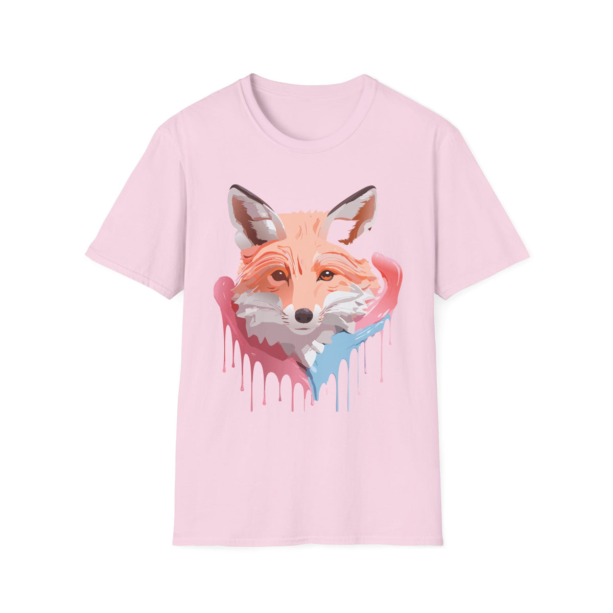 Watercolor Fox Face T-Shirt | Drip Paint Fox Tee