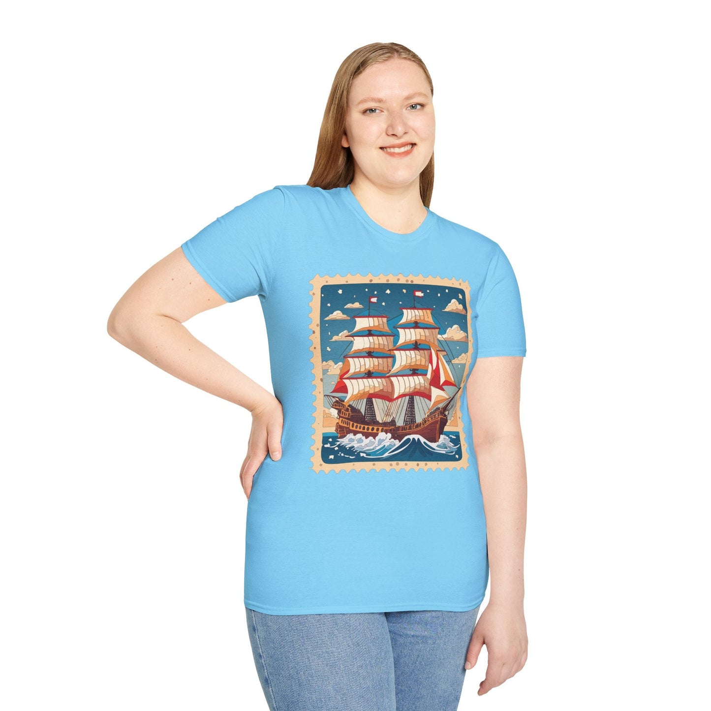 Ship T Shirt Unisex Frigate Vessel Tee Gildan Softstyle 64000 100 Percent Ring Spun Cotton