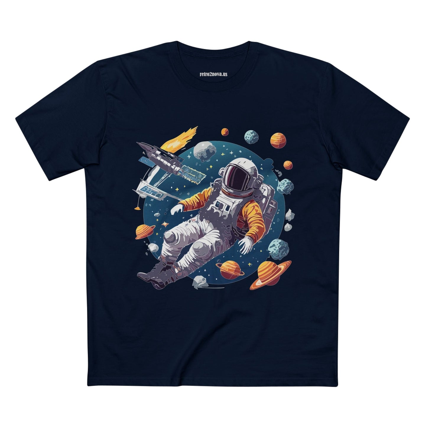 Cosmos Astronaut Shirt Unisex Premium Cotton Tee With Original Art Design By Retro2Nova