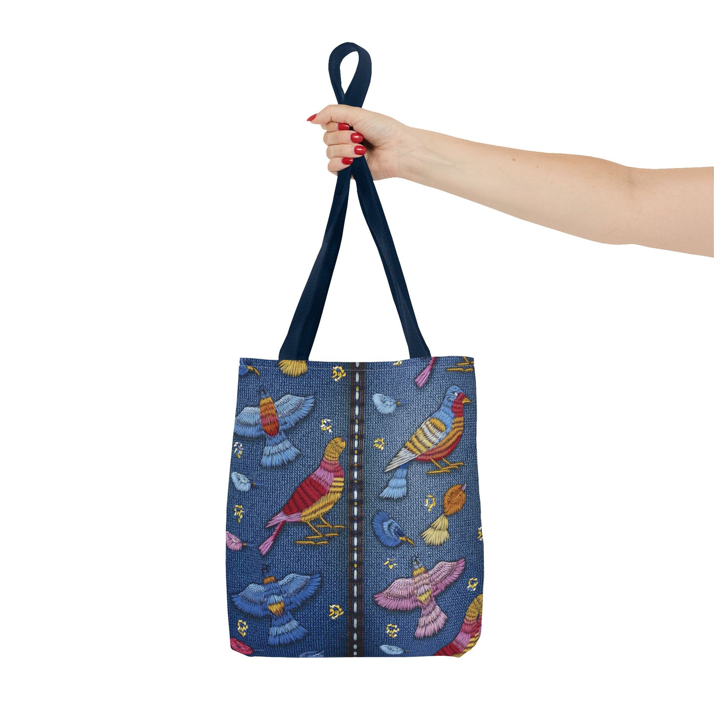 Denim Fabric Imitation Print Unisex Canvas Bag Poly Spun 3 Sizes Tote Bag 194-8