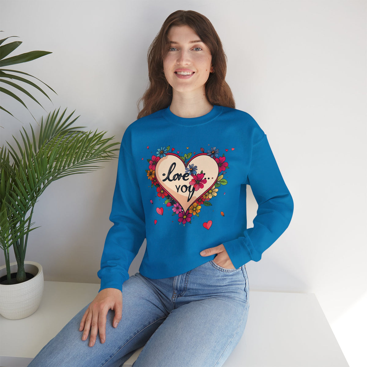 Big Heart Sweatshirt, Floral Heart Sweatshirt, Floral Love Sweatshirt, Valentine's Day Sweatshirt, Heart Floral Sweatshirt 109