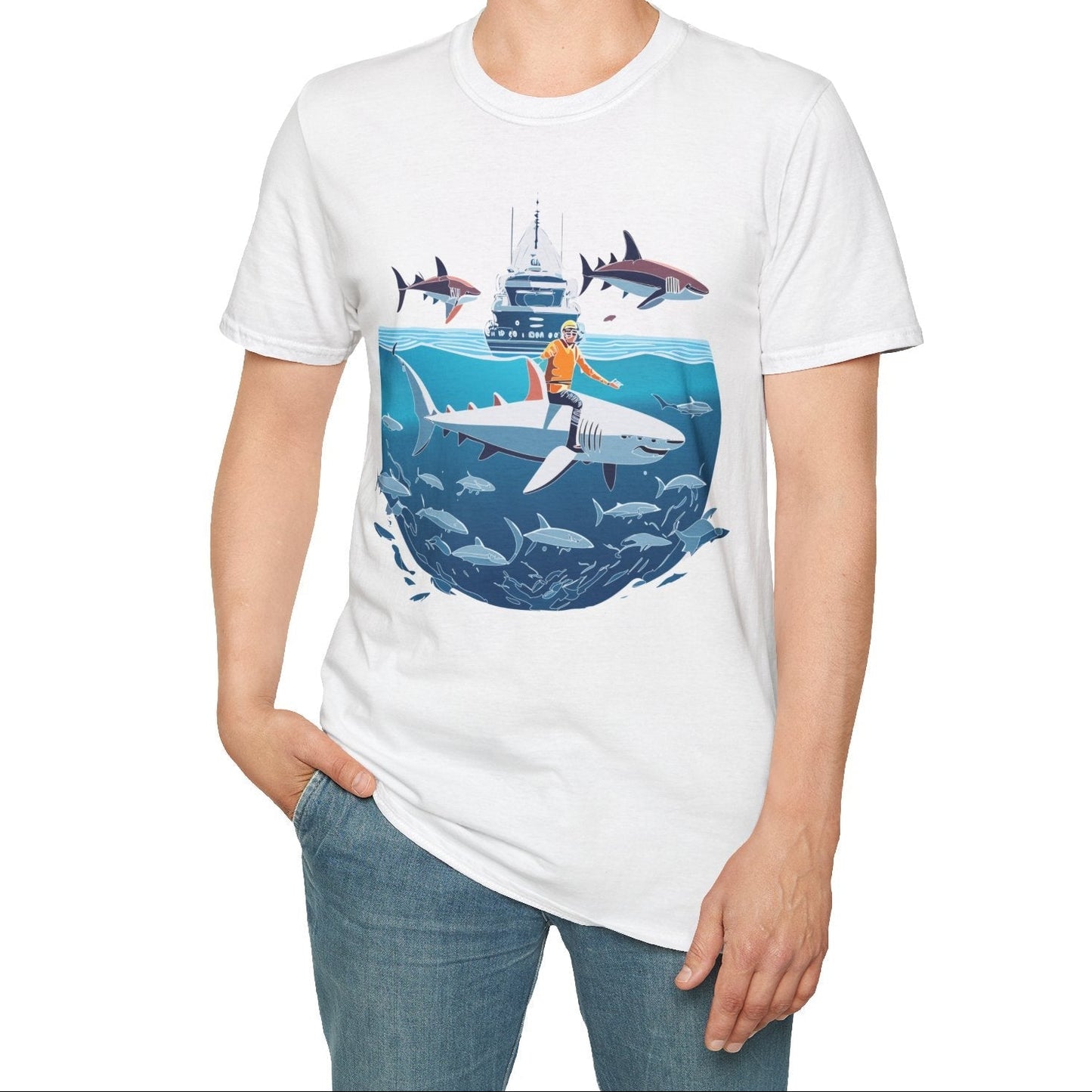 Ocean Tee Shirt Unisex Softstyle Gildan 64000 Cotton T Shirt Lightweight Casual Tee
