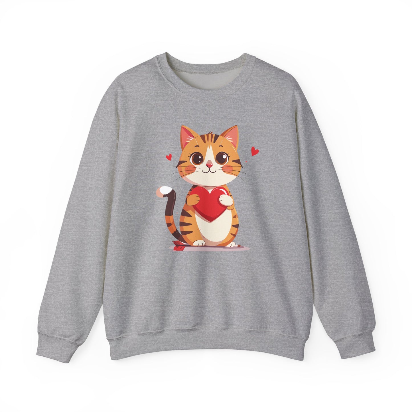 Cat Heart Sweatshirt, Heart Sweatshirt, Cat Sweatshirt, Valentine's Day Sweatshirt, 50/50 Cotton-Poly Animal Sweatshirt 103