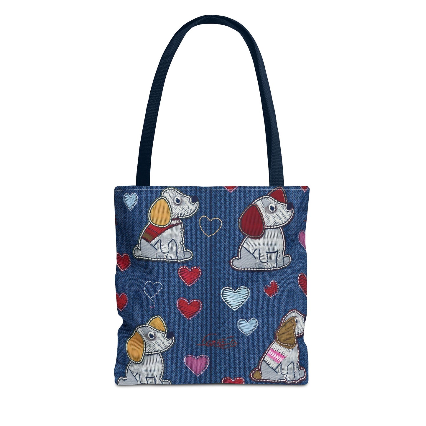 Love Day Graphic Design Denim Fabric Imitation Print Unisex Canvas Bag POLY 3 Sizes Tote Bag 201-15