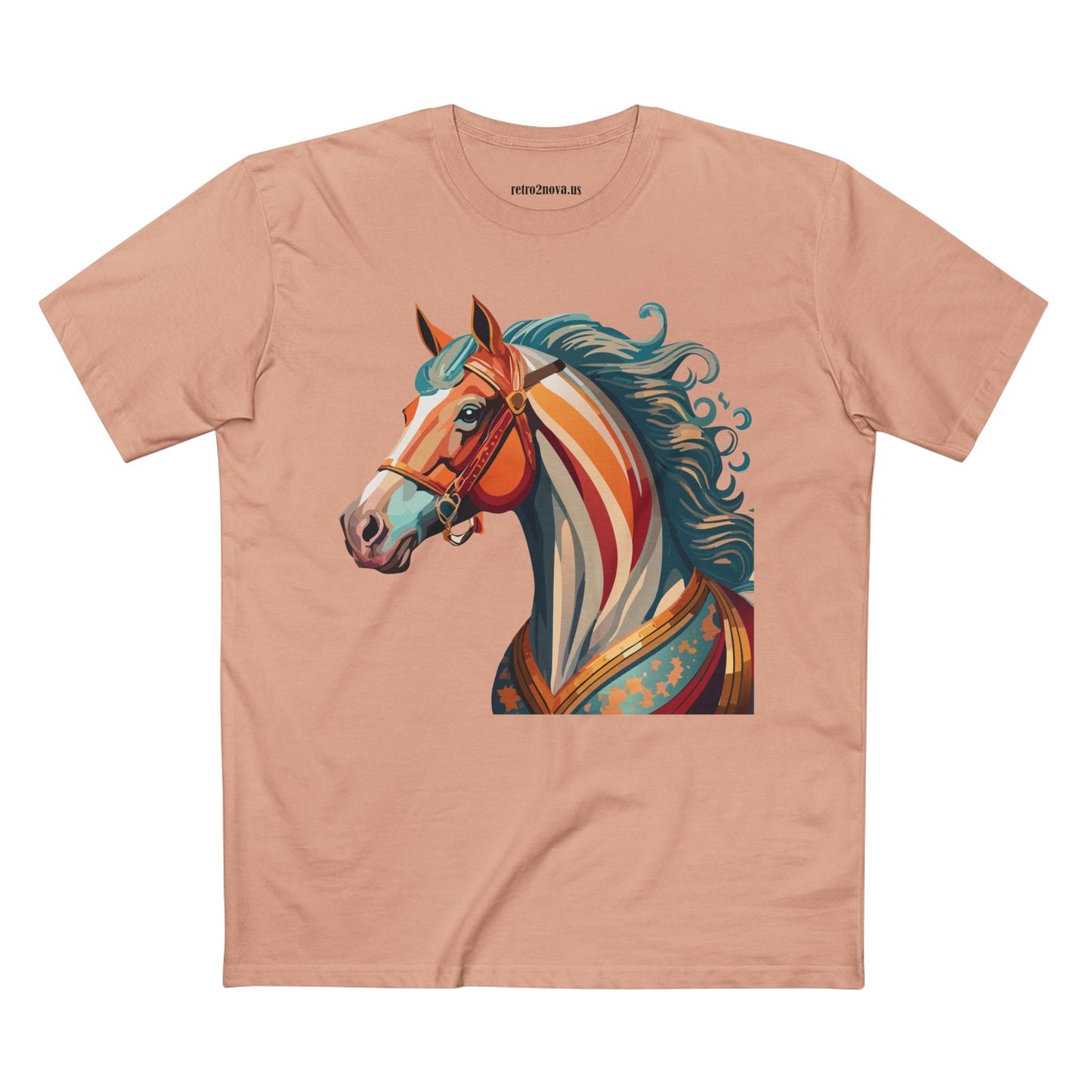 Horse Animal Shirt Unisex Premium Cotton Tee With Original Art Design From Retro2Nova Soft Breathable Art Collection