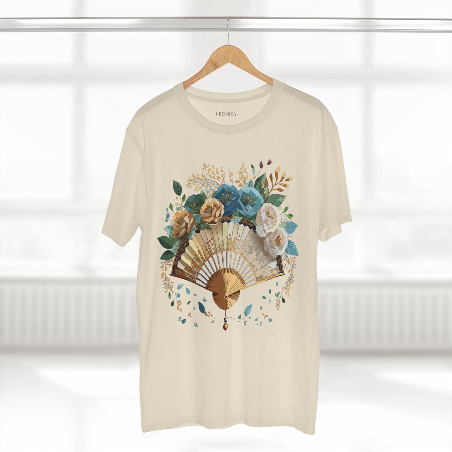 Antique Fan Graphic Design T-Shirt Unisex 100 Cotton Floral Carnival Artwork Tee 4