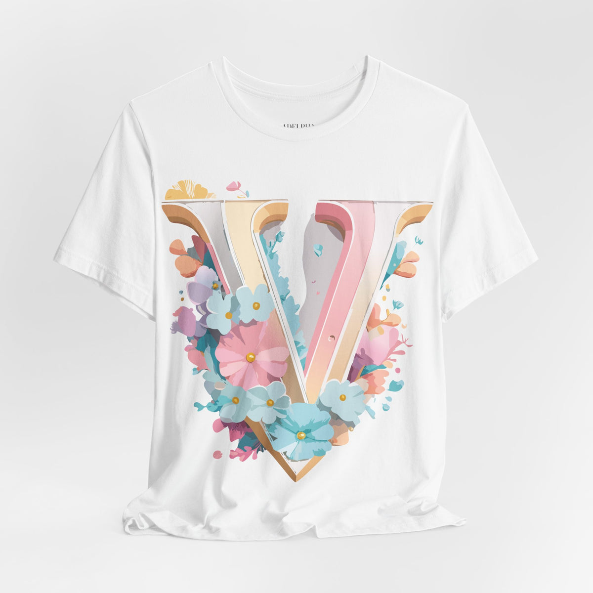 Letter V Graphic Unisex Cotton Bella+Canvas Tee with Art Letter Design