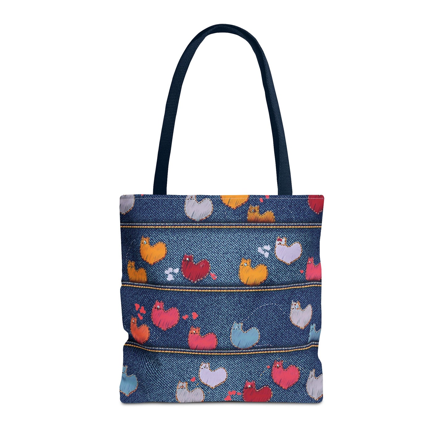Love Day Graphic Design Denim Fabric Imitation Print Unisex Canvas Bag POLY 3 Sizes Tote Bag 201-9
