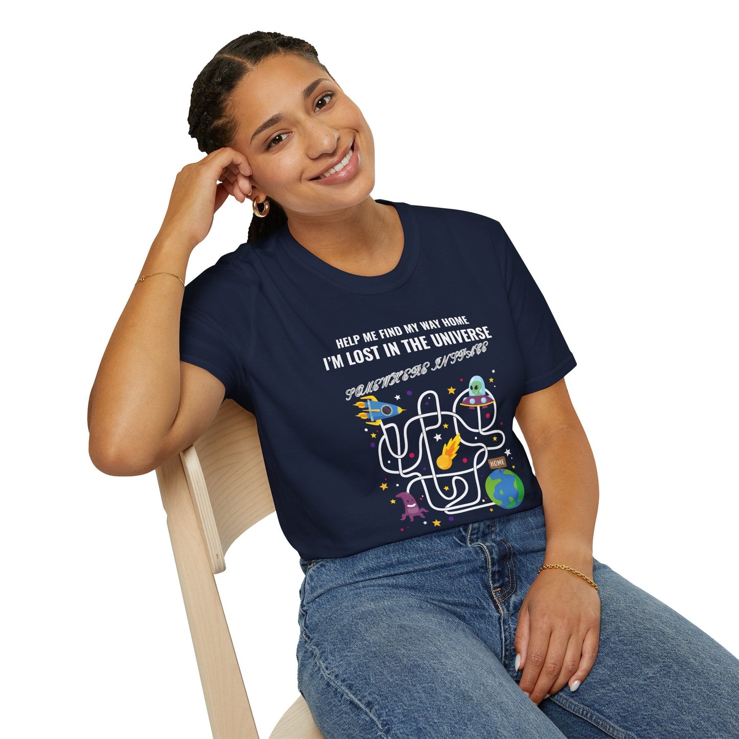 Lost in the Universe Maze TShirt Unisex Cotton Funny Space Puzzle Tee