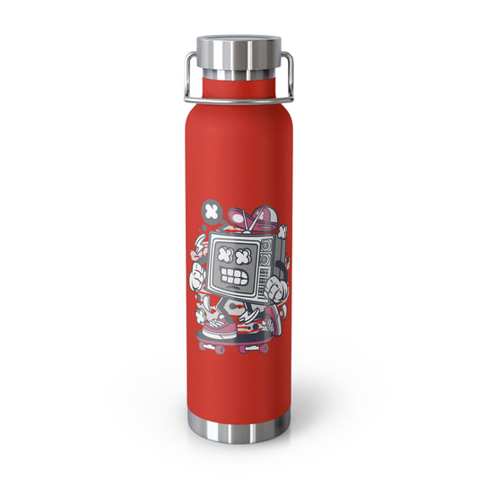 22oz Copper Insulated Water Bottle with Cartoon Design - CV41