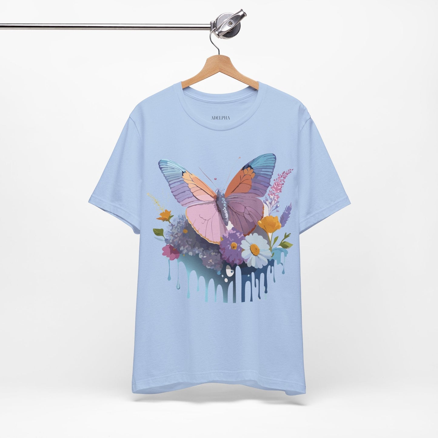 Butterfly Graphic Unisex 100 Cotton Lightweight Vintage Floral Design Jersey Tee 73
