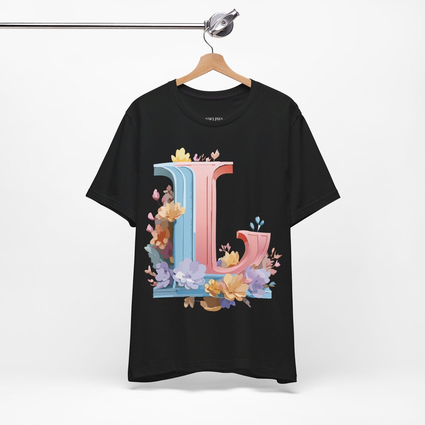 Letter L Shirt Graphic T Shirt Unisex Short Sleeve Vintage Inspired Artwork By Adelpha