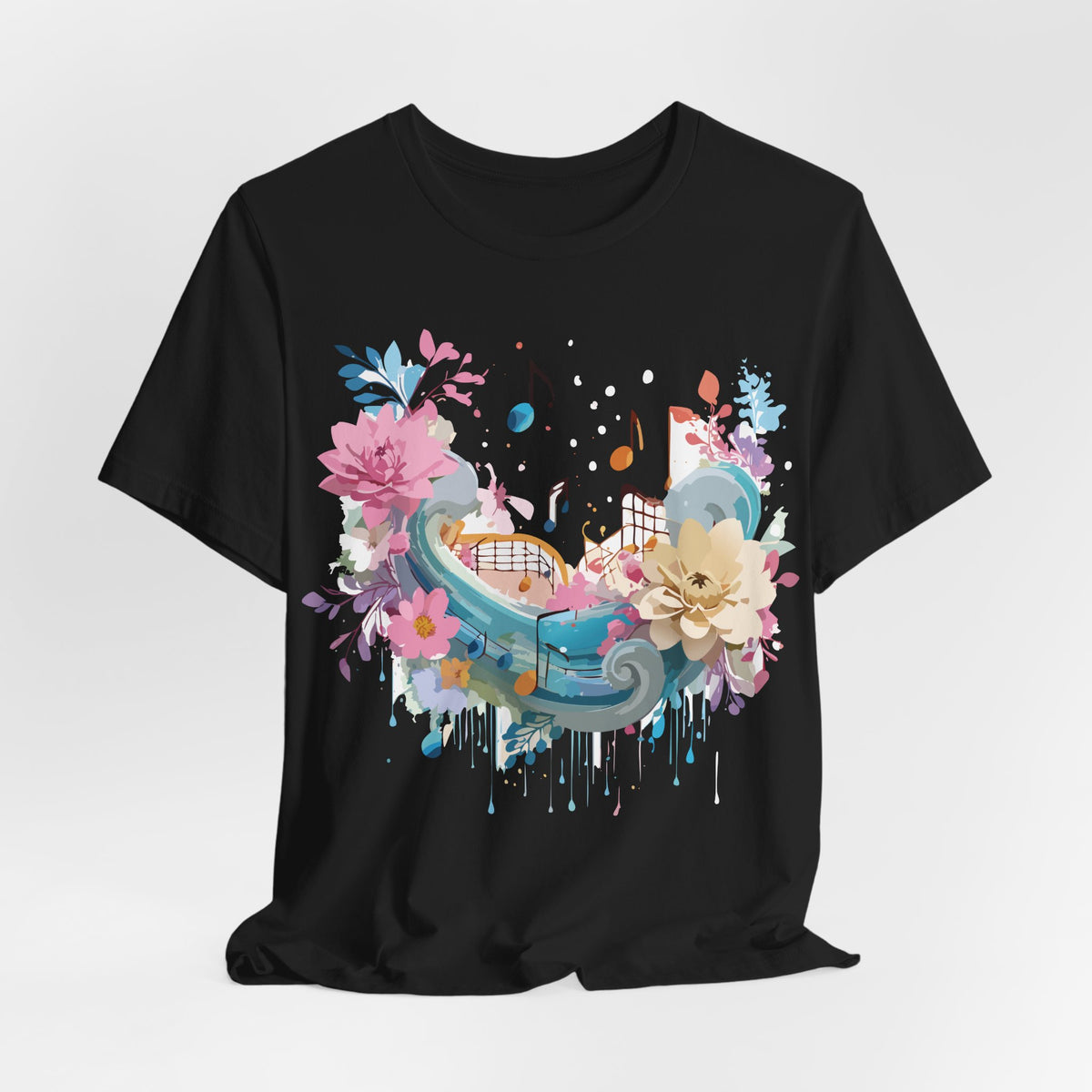 Music Graphic Unisex Cotton Bella+Canvas Tee with Art Design n177