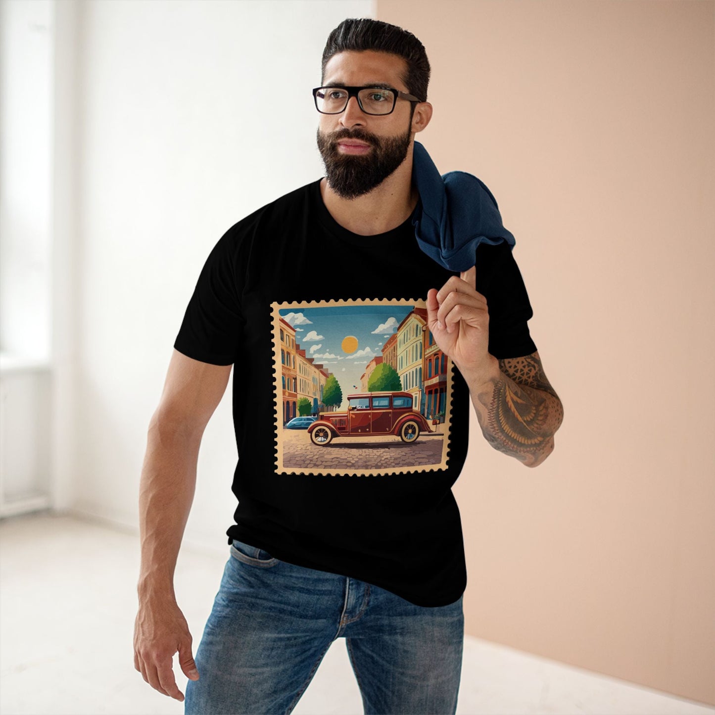 Stamp Shirt Postage Stamp Tee Unisex Premium Cotton Art Design PS27 From Retro2Nova Collection