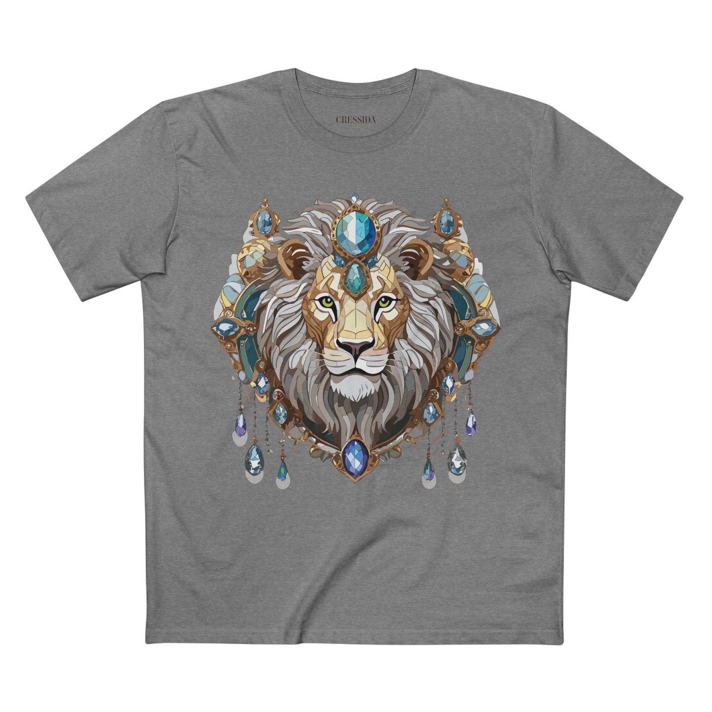 Lion Graphic Unisex 100 Cotton Tee With Unique Animal Golden Medallion Art Design 61