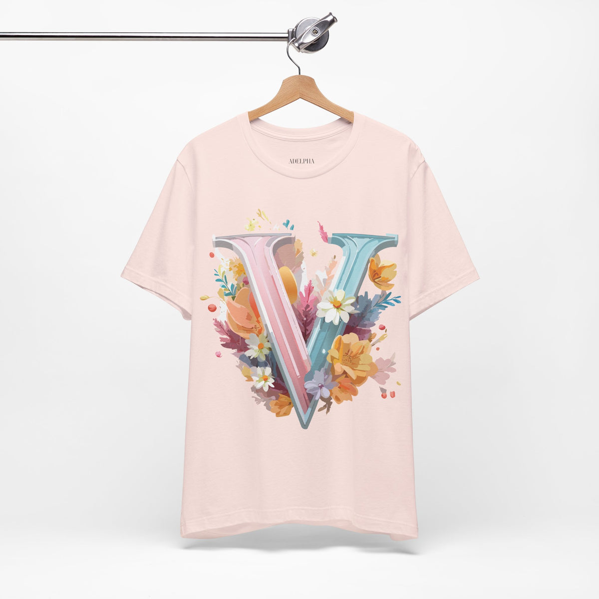 Letter V Graphic Unisex Cotton Bella+Canvas Tee with Art Letter Design