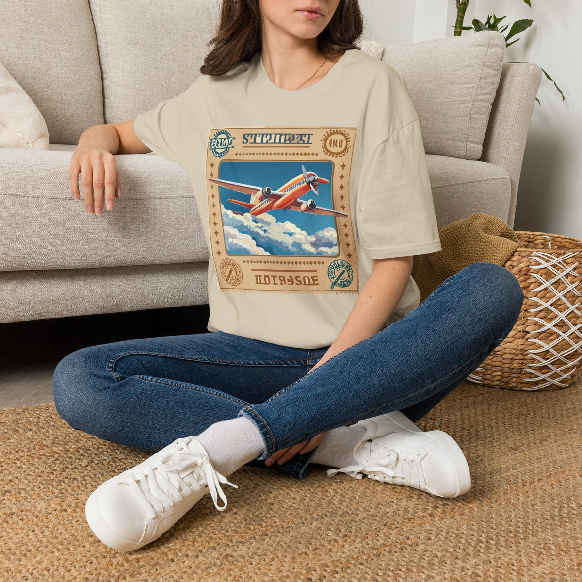 Vintage Airplane Poster T-Shirt | Retro Travel Plane Graphic