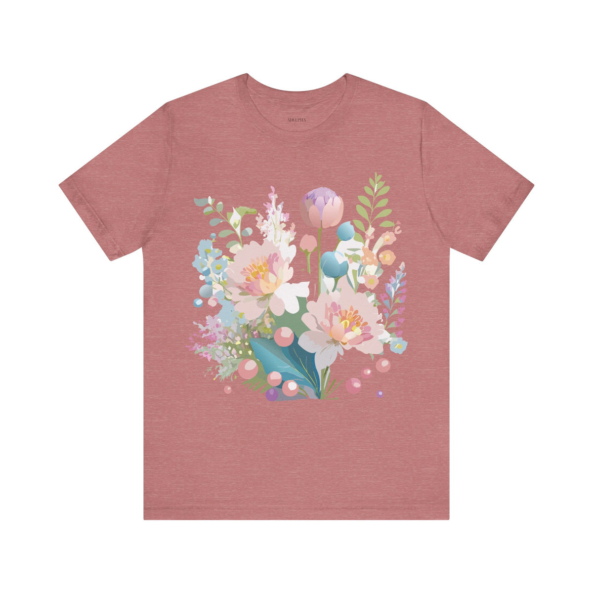 Floral Graphic Unisex Cotton Bella+Canvas Tee with Flowers Art Design n123