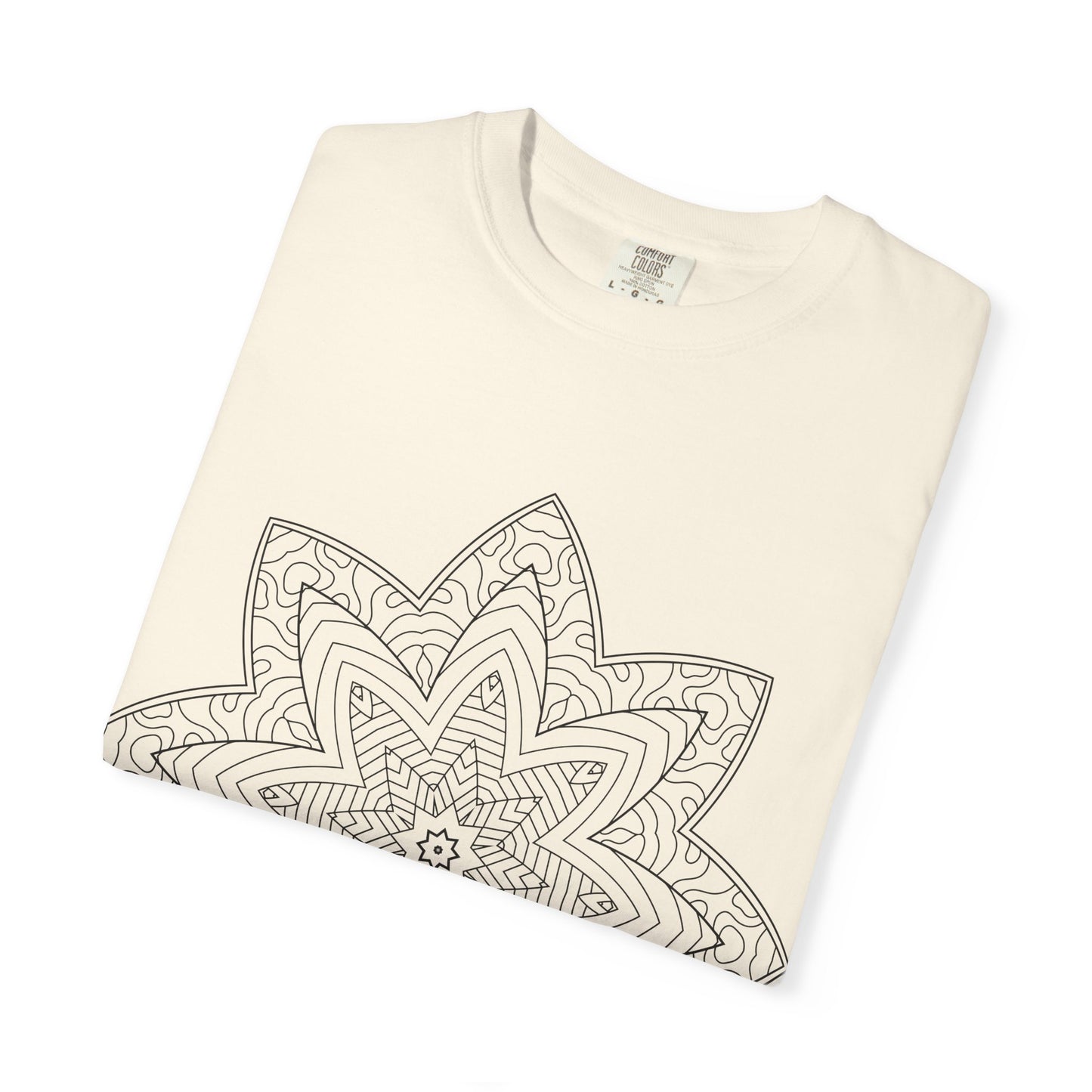 Unisex Garment Dyed Cotton T-Shirt with Mandala Graphic Design