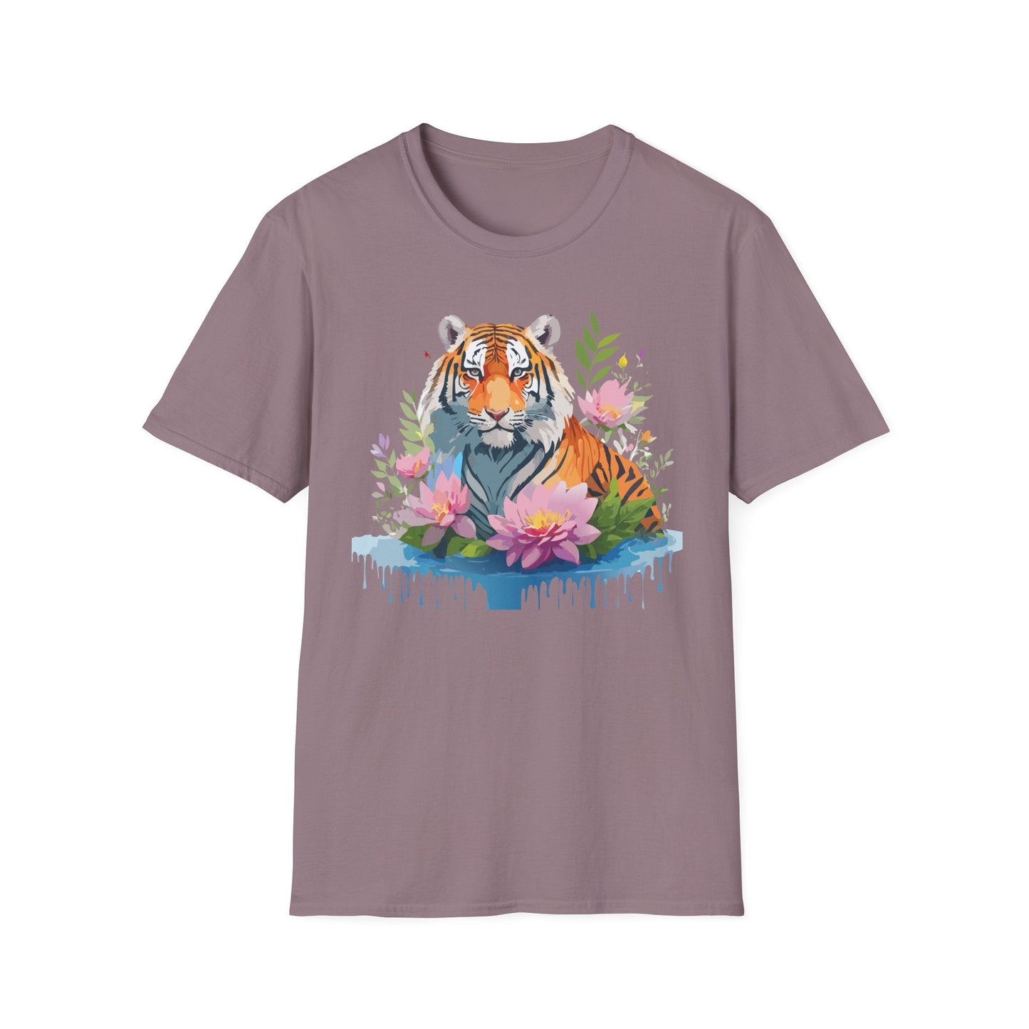 Tiger Print Unisex T Shirt Gildan Softstyle 64000 Animal Tee