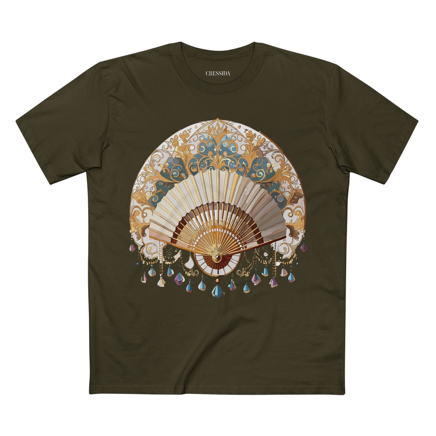 Antique Fan Graphic Design T-Shirt Unisex 100 Cotton Floral Carnival Artwork Tee 23