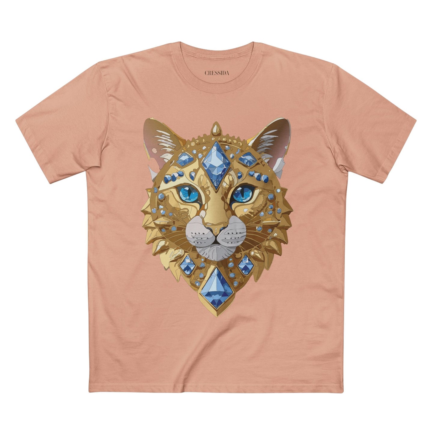 Cat Graphic Unisex 100 Cotton Tee With Unique Animal Golden Medallion Art Design 12