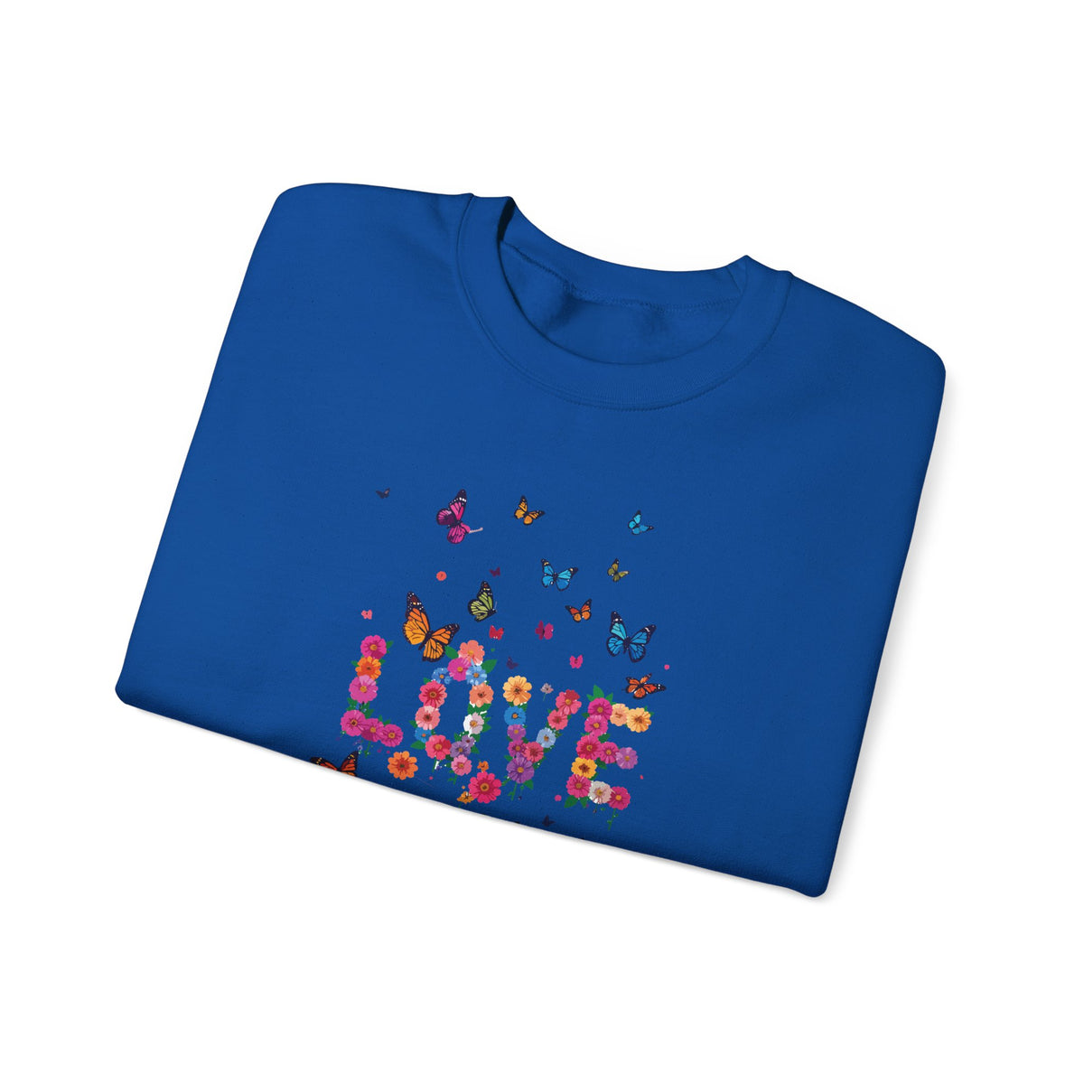 Unisex Floral Love Sweatshirt, Love Floral Sweatshirt, Floral Butterfly Sweatshirt, 50/50 Cotton-Poly Valentine's Day Sweatshirt 08